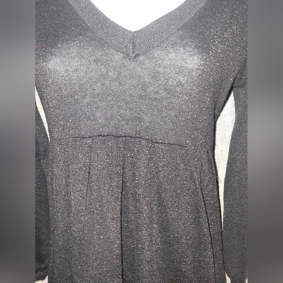 🌼3 for 30🌼CafeBrand sparkly Y2K Sweater Mini Dress Sz L v scoop neck - Picture 7 of 8